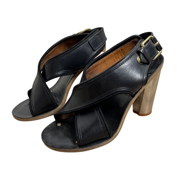 CÉLINE PARIS Leather Sling Back Sandals EU 38.5 - Picture 1 of 16